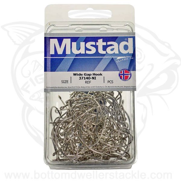 Mustad Wide Gap Hook 37140 Nickel 100 pk – Bottom Dwellers Tackle Mustad Wide Gap Hook 37140 Nickel 100 pk – Bottom Dwellers Tackle