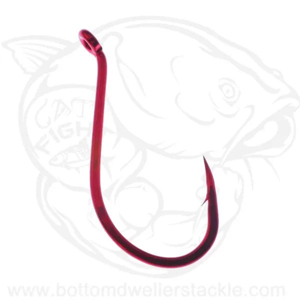 5.0 cut bait fish hooks Daiichi Octopus Wide Hook Bleeding Bait Red Finish Model D16 5/0 (3pk)