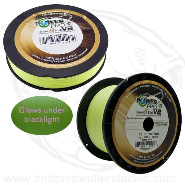 braided fishing line that glows under blacklight Power Pro Super 8 Slick V2 Braided Line Moonshine