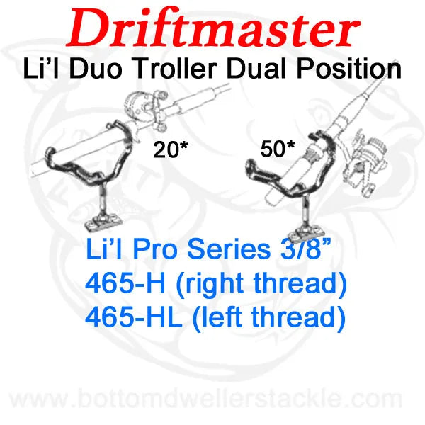 Driftmaster Li'l Pro Series Duo Troller Rod Holders 465-H and 465-HL
