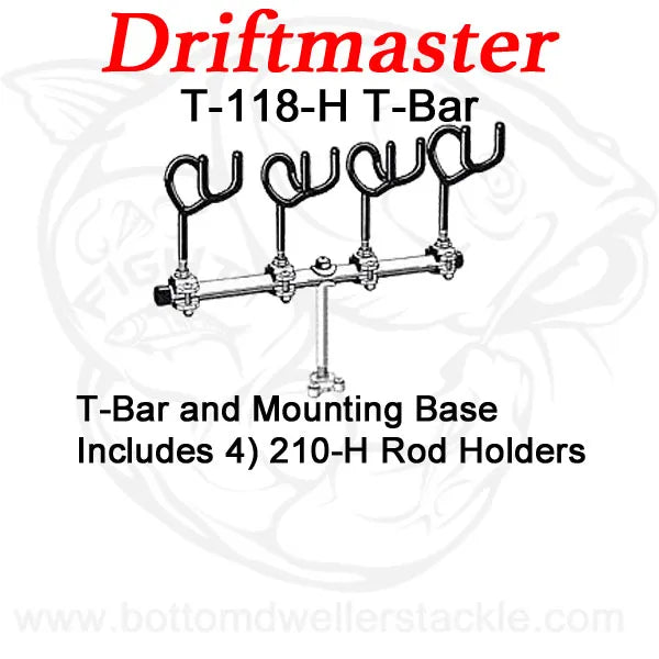 Driftmaster T-Bar T-118-H with rod holders and bases