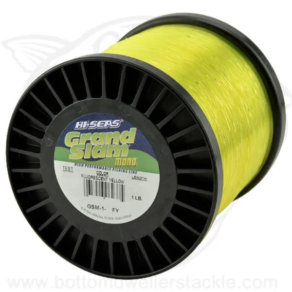 Hi-Seas Grand Slam Monofilament Fishing Line Hi-Vis Yellow One Pound Spools