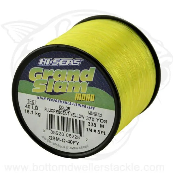 Hi-Seas Grand Slam Monofilament Fishing Line Hi-Vis Yellow Quarter Pound Spools