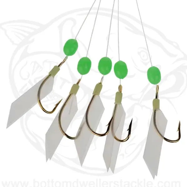 Mustad SPRL Sabiki Rig Chartreuse Head with white wings