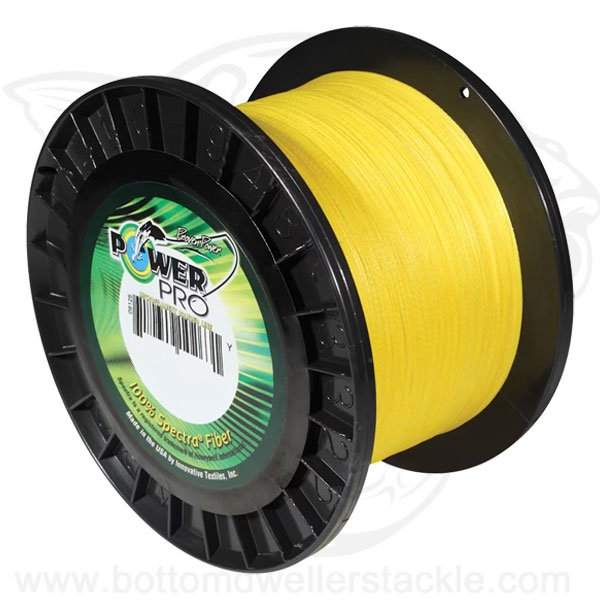microfilament braided fishing line PowerPro Braided Line 100lb 1500yd Hi Vis Yellow